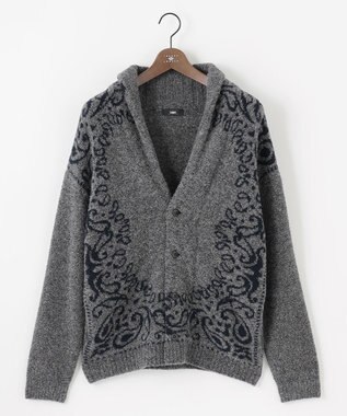 JOSEPH ABBOUD 【インポート素材/ソフトな肌触り/軽量】MOUSSE ペーズリー柄ショール カーディガン グレー系7