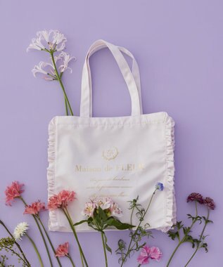 Maison de FLEUR サテンフリルスクエアトートバッグ