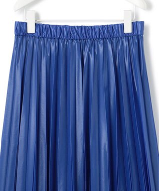 ICB 【洗える】 レザーライクシアープリーツ スカート ブルー系