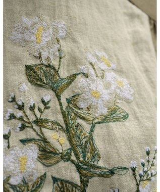 muuc ジャスミン刺繍半袖プルオーバー〈日本製・上質な天然素材・遠州織物〉〈繊細なオリジナル花刺繍〉〈ゆったりフリーサイズ〉〈上品な大人の布帛Tシャツ〉 カーキ