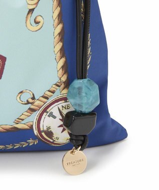 TOPKAPI 【TREASURE TOPKAPI】マイルドサテン スカーフ柄 巾着 トート バッグ ブルー