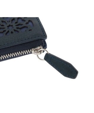 genten カレイド 外ファスナー2つ折り財布 ネイビーブルー