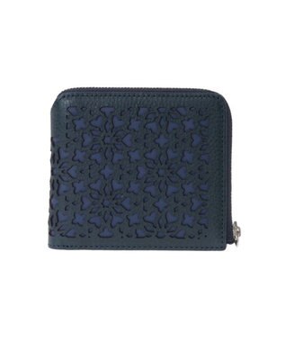 genten カレイド 外ファスナー2つ折り財布 ネイビーブルー