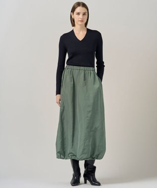 ICB L エステルメモリータフタ バルーンスカート スモークグリーン系