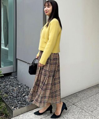 組曲 ギミックチェックツイード ワンピース イエローミックス系5