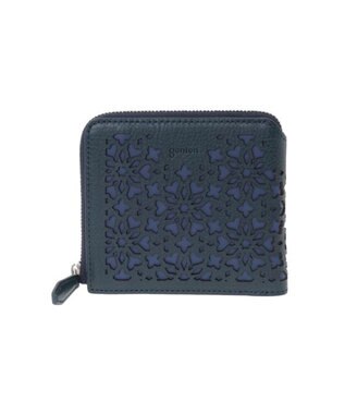 genten カレイド 外ファスナー2つ折り財布 ネイビーブルー
