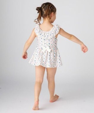 OP／FILA 【marie claire ENFANTS】小花柄編上げAライン水着 オフホワイト