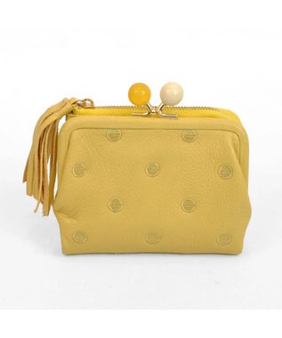 UNBILLION ペルケ perche / アクリル玉がま口2つ折り財布 イエロードット