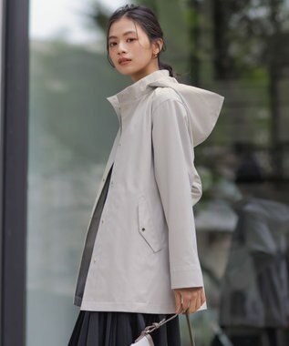 J.PRESS LADIES L 【2way】ドライツイルストレッチ フーデット アウター ライトグレー系