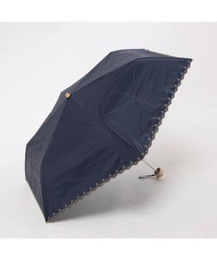UNBILLION カシュネ cachenez / PUフローラルラメ刺繍3段折りたたみ傘 ネイビー