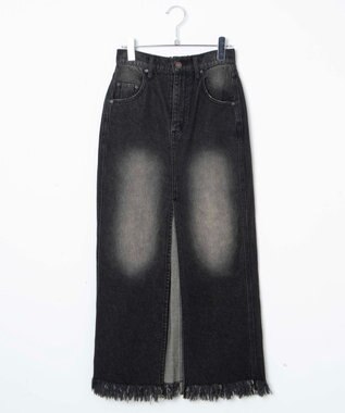 WEGO ヴィンテージウォッシュデニムロングスカート ブラック