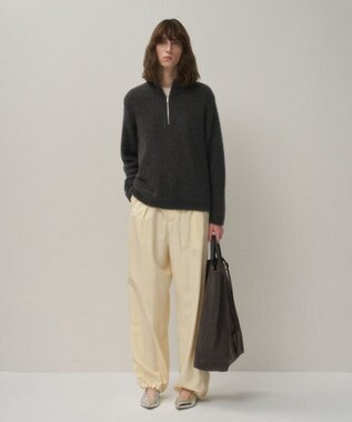 ATON SILK SUEDE | タックイージーパンツ YELLOW