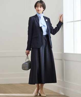 23区 L 【洗える】フルーフィーツイル フレア スカート ネイビー系