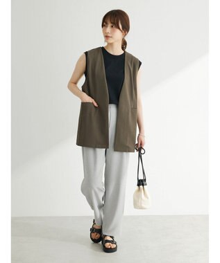 Green Parks 着流しカットジョーゼットジレ Khaki