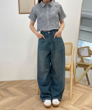 WEGO サマーデニムルーズワイドパンツ デニム中濃加工色