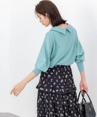 組曲 【加藤ローサさん着用・新色追加・前後着用可】スムースストレッチロールネック ニット スモーキーグリーン系