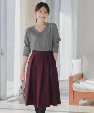 Tiaclasse 【洗える】カシミヤ混ニットチュニック グレー