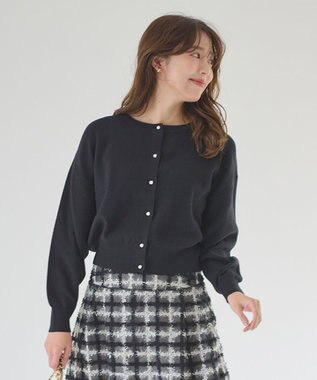 Feroux 【洗える】2WAY パールボタン カーディガン ブラック系