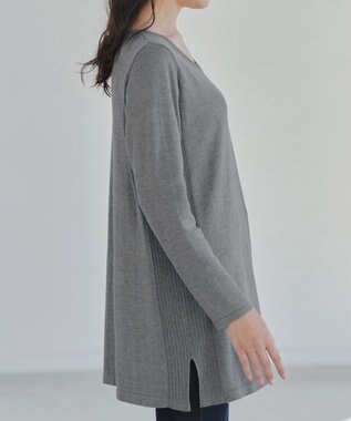 Tiaclasse 【洗える】カシミヤ混ニットチュニック グレー