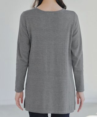 Tiaclasse 【洗える】カシミヤ混ニットチュニック グレー