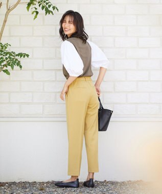 ANY L 【ウエストゴム/ストレッチ/裏起毛】シークレットウォーム　テーパードパンツ イエロー