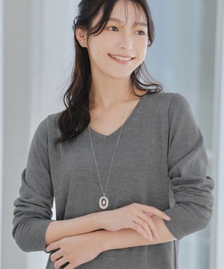 Tiaclasse L 【洗える】カシミヤ混ニットチュニック グレー