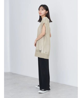 earth music&ecology Ｖネックメッシュベスト Beige