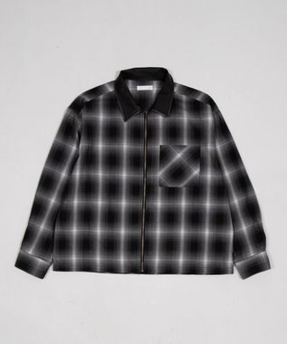 WEGO 【ユニセックス着用ITEM】オンブレチェックシャツジャケット ブラックチェック1