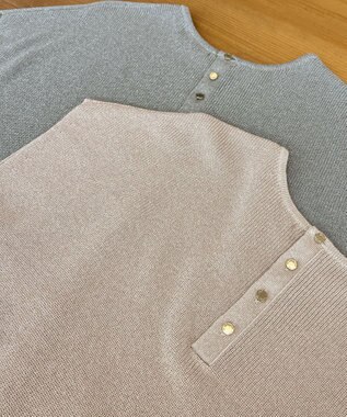 23区 【洗える】コットンアセテート オーバーサイズ ニット ベージュラメ