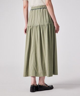 Paul Smith ドロストコード レーヨン スカート カーキ