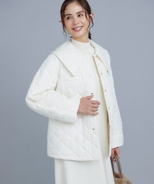 組曲 S 【洗える・中綿】2WAYキルト コート パールホワイト系