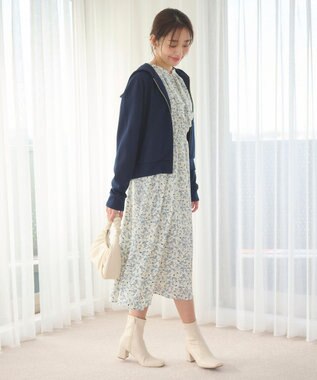 Feroux 【洗える】フラワープリントラッフル ワンピース ホワイト系2