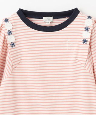 組曲 KIDS 【110-140㎝】リボンボーダー トップス ピンク系1