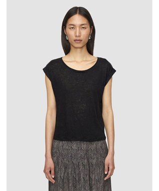 JOSEPH 【洗える】リネンジャージー　キャップスリーブトップス Black