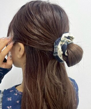 WEGO Lレースフリルラメチェックシュシュ