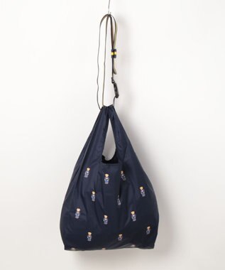MOONBAT POLO RALPH LAUREN ベルト付きレインバッグ ポロベア総柄／撥水 透湿 ネイビーブルー