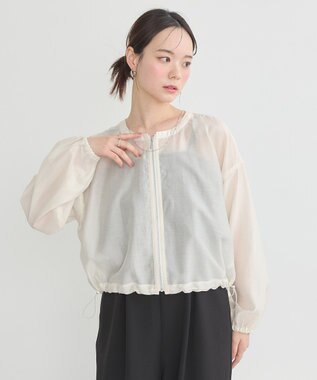earth music&ecology シアーショートシャツブルゾン Off White