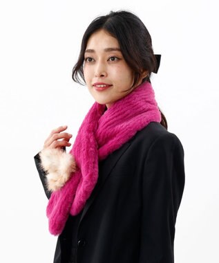 AURORA 【 ANNA SUI（アナ スイ）】バタフライエコファー差込マフラー(WASH) フューシャピンク