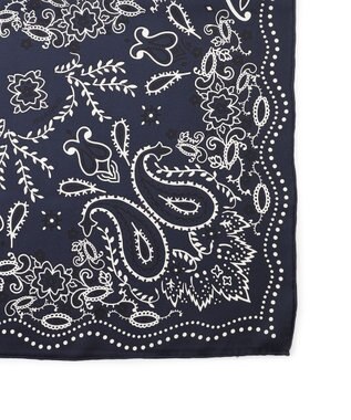 23区 manipuri カレイドバンダナ シルク スカーフ ネイビー系