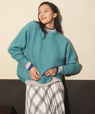 ANY L 【6色展開】フリルネックニット [WEB限定]ブルー