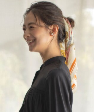 組曲 アクセサリーモチーフシルクスカーフ オレンジ系5