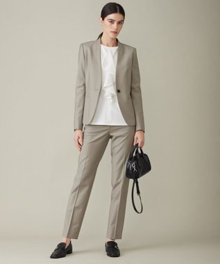 ICB 【洗える】シャイニースムース ドレープフリルカットソー オフホワイト系