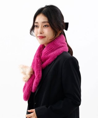 AURORA 【 ANNA SUI（アナ スイ）】バタフライエコファー差込マフラー(WASH) フューシャピンク