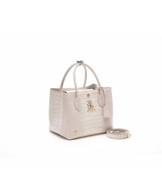 A.D.M.J. 【牛革】クロコ型押しキューブトート21cm(ショルダーストラップ付)