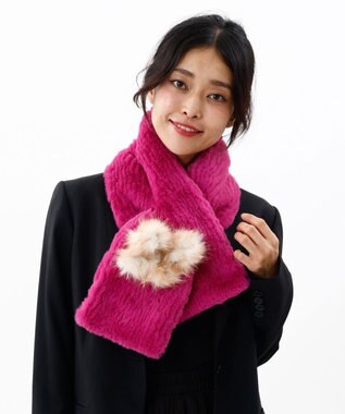 AURORA 【 ANNA SUI（アナ スイ）】バタフライエコファー差込マフラー(WASH) フューシャピンク