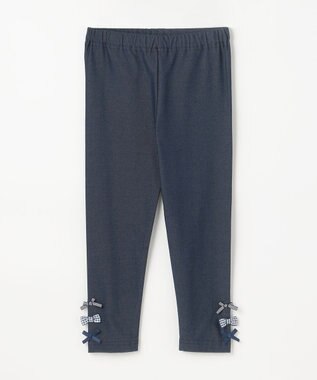 ANY KIDS 裾リボン 無地レギンス ネイビー
