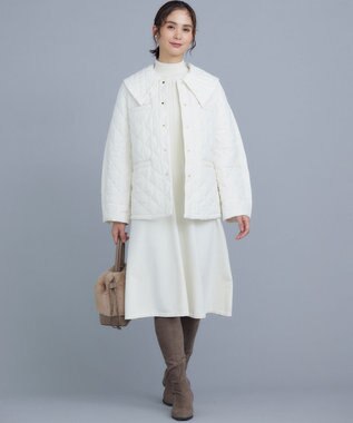 組曲 S 【洗える・中綿】2WAYキルト コート パールホワイト系