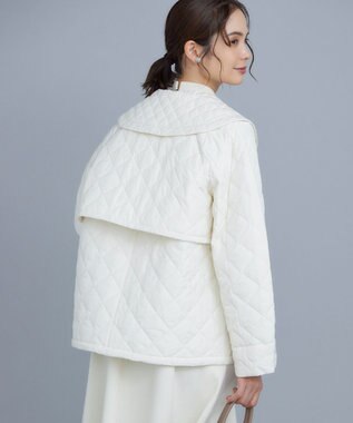 組曲 【洗える・中綿】2WAYキルト コート パールホワイト系