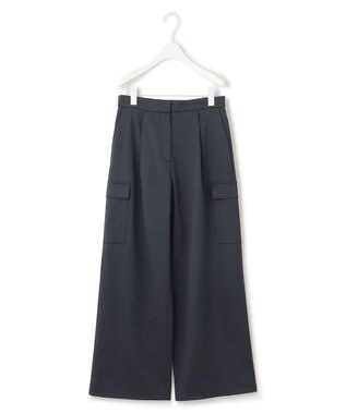 ICB 【UVカット・吸水速乾・洗える】シェルタリングドライサテン  ワイドストレートカーゴパンツ ブラック系