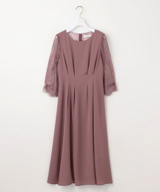 ANY SIS 【Lily Calin】レーススリーブタック ドレス モカピンク